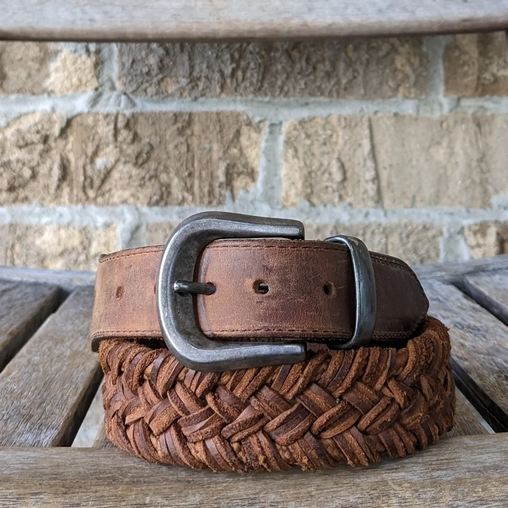 Another Line Inc French Fishtail Braided Leather Belt Size 28